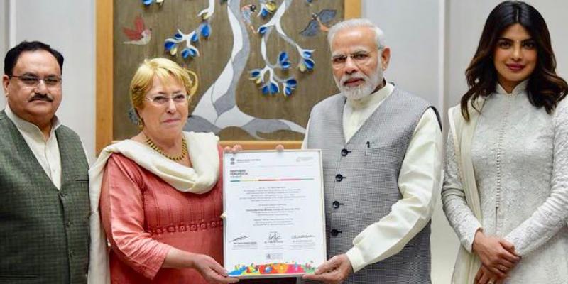 पीएम नरेंद्र मोदी से मुलाकात करने पहुंची प्रियंका चोपड़ा